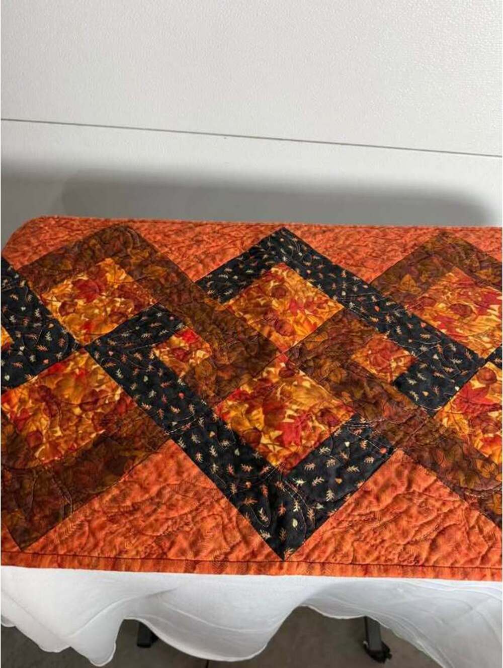 Handmade Quilted Fall Leaf Table Runner